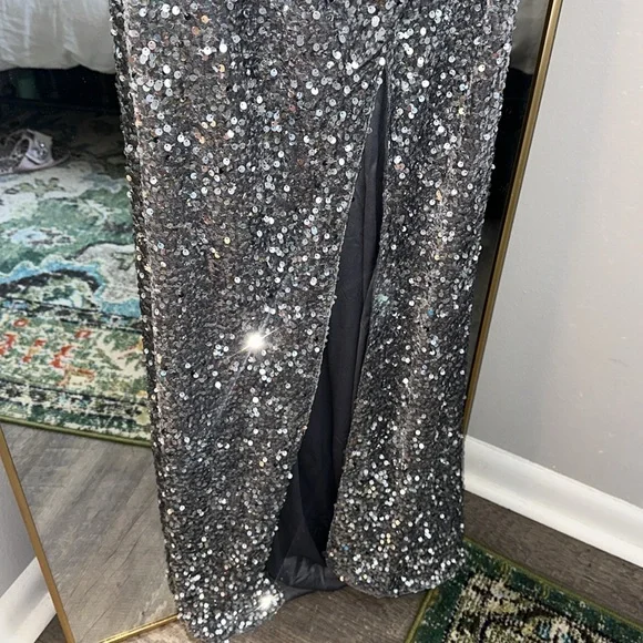 Fashion Nova Silver Sequin One-Shoulder Dress - Picture 4 of 11